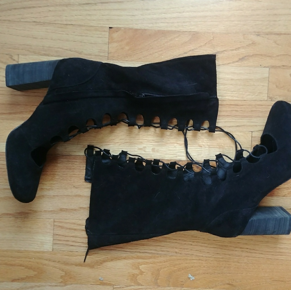 Free People Lace Up Boot Black Sz. US 8  - uk 38